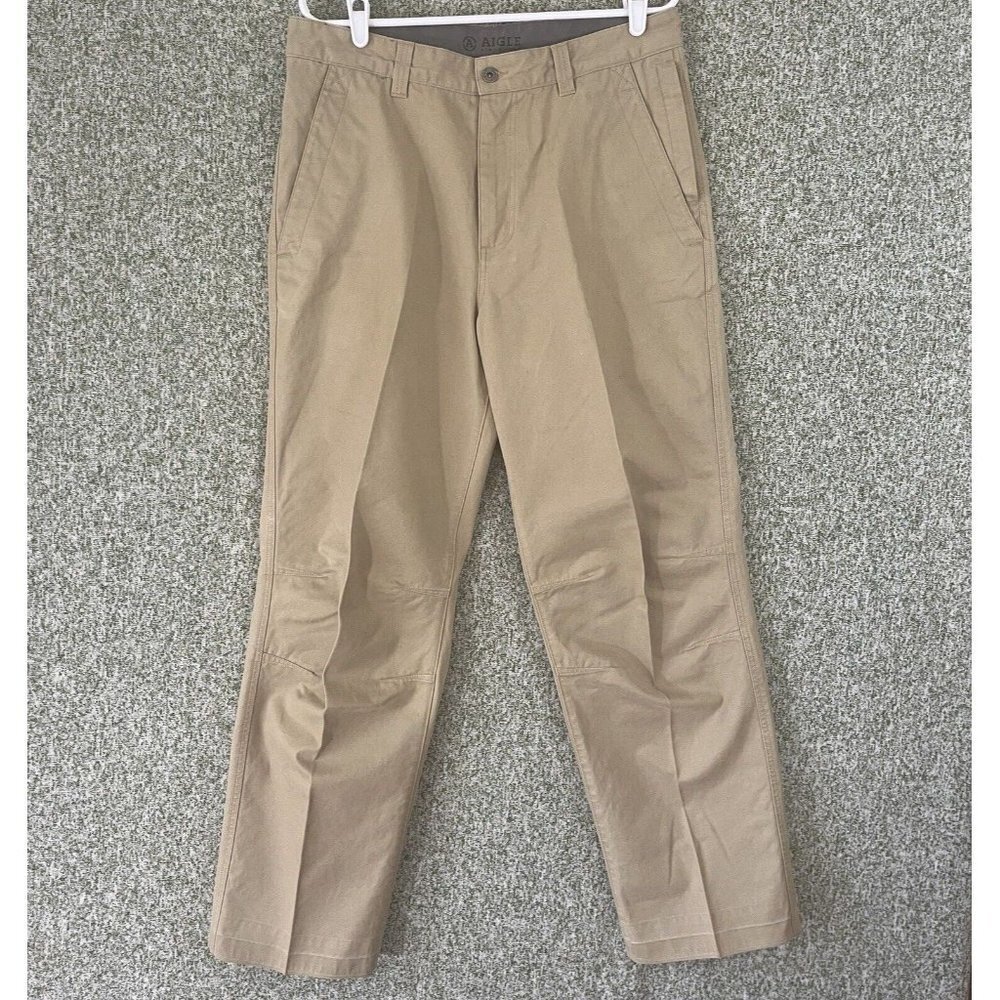 Aigle Pants Mens 34x32 Khaki Waxed Cotton Field Outdoor Hunting Upland Classic